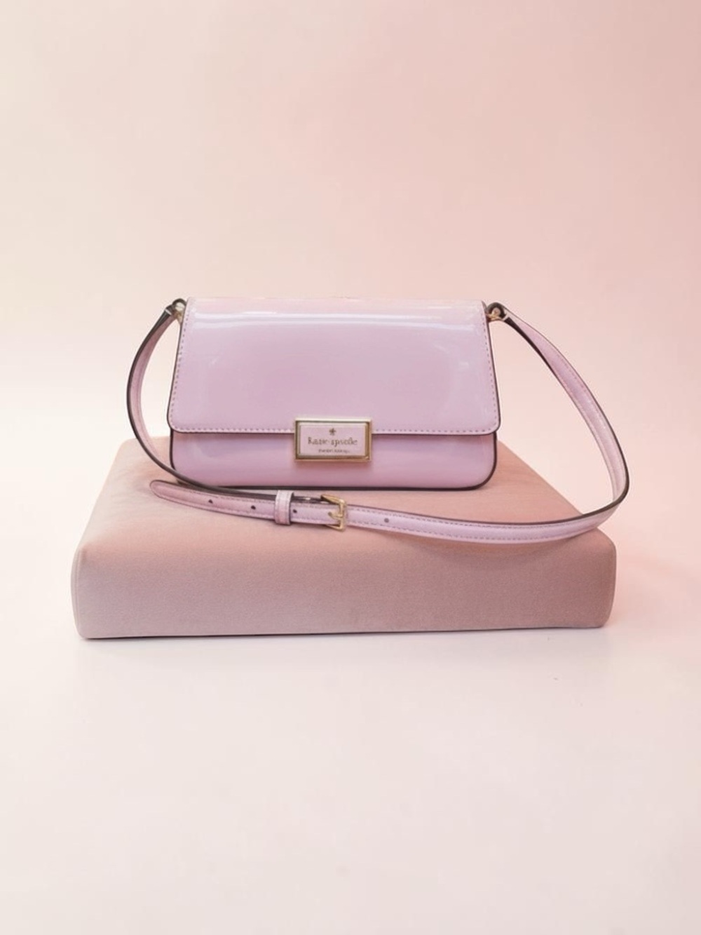 kate spade Light Pink Patent Leather Crossbody with Gold Plaque - Picture 2 of 5